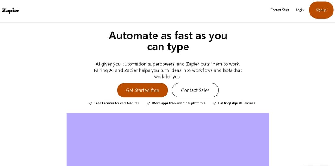 Zapier integration dashboard